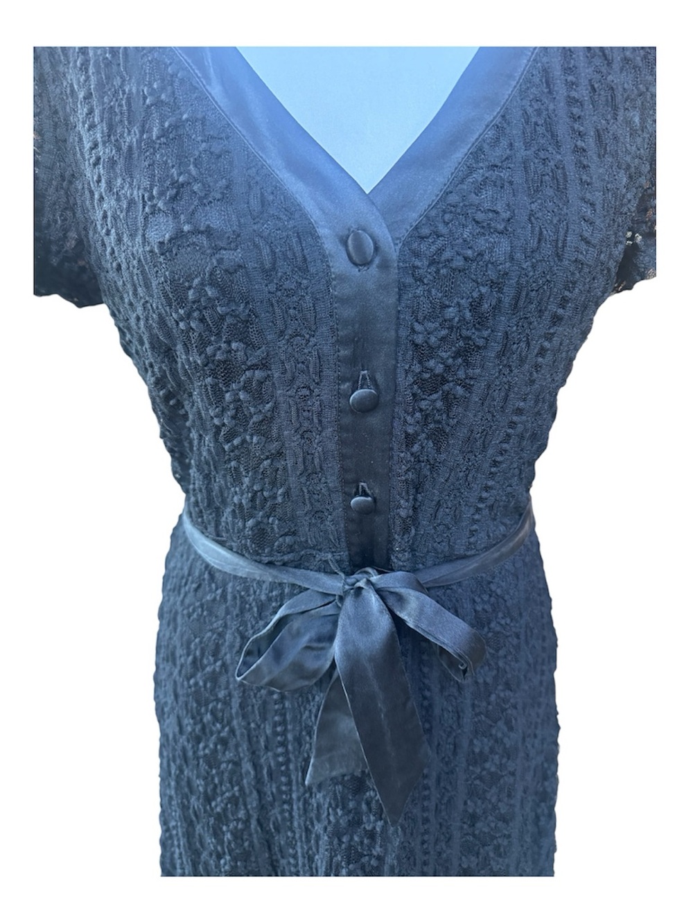 Betsey Johnson vintage black label 
Lace dress with Satin Trim.  size Large